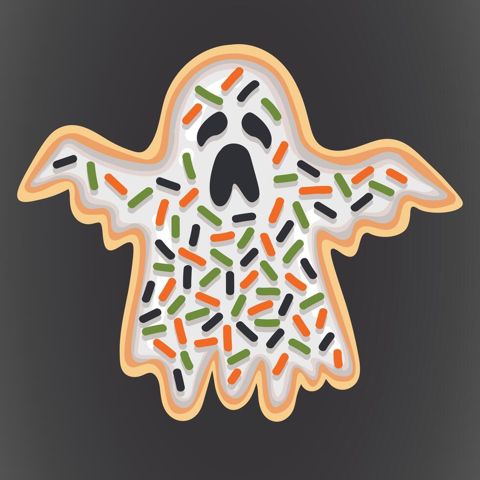 Doodle flat clipart. Sweet cookie ghost. To create charming unique cards for the holiday. All objects have been repainted. vector