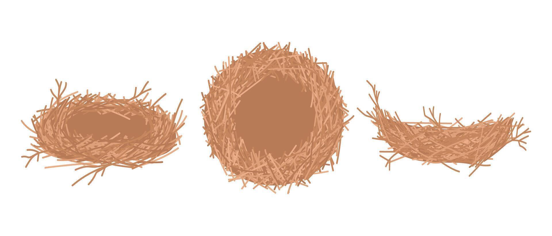 set of doodle flat clipart bird's nest vector