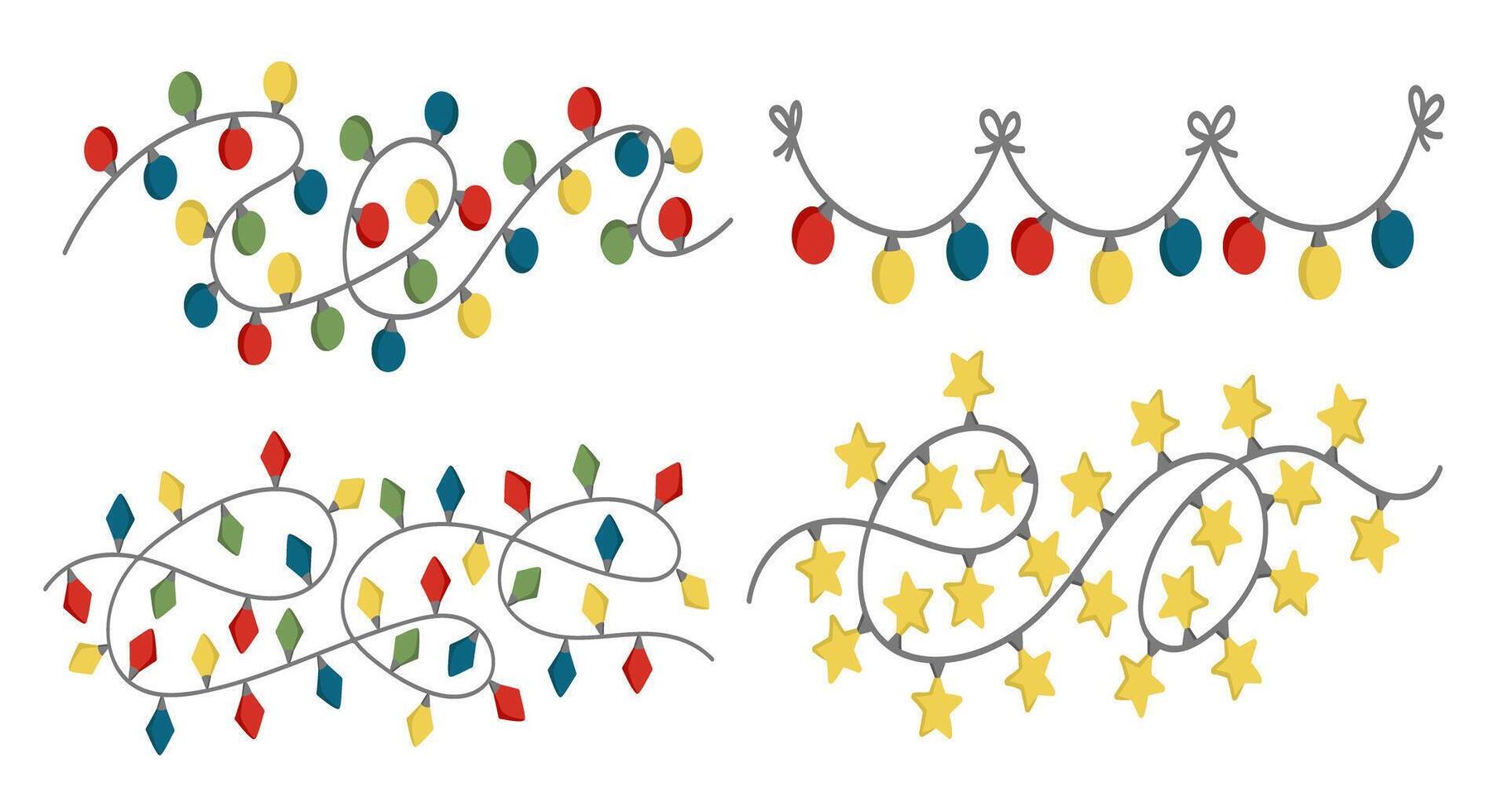 Set of Christmas garland with light bulbs for the design of cards and invitations for the new year vector