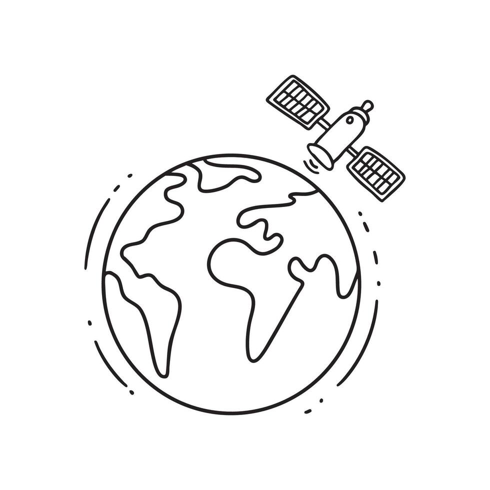 The Earth with a advance satellite orbiting nearby vector