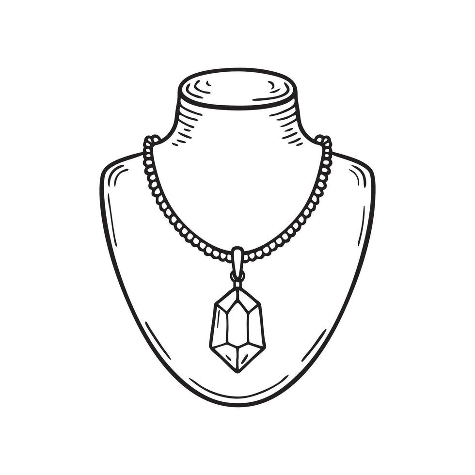 A gemstone set in a necklace displayed on a velvet pad vector