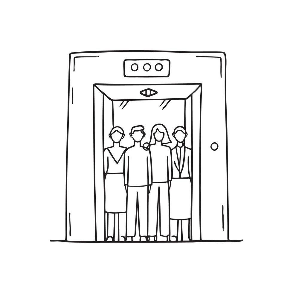 An elevator full of passengers in a building vector