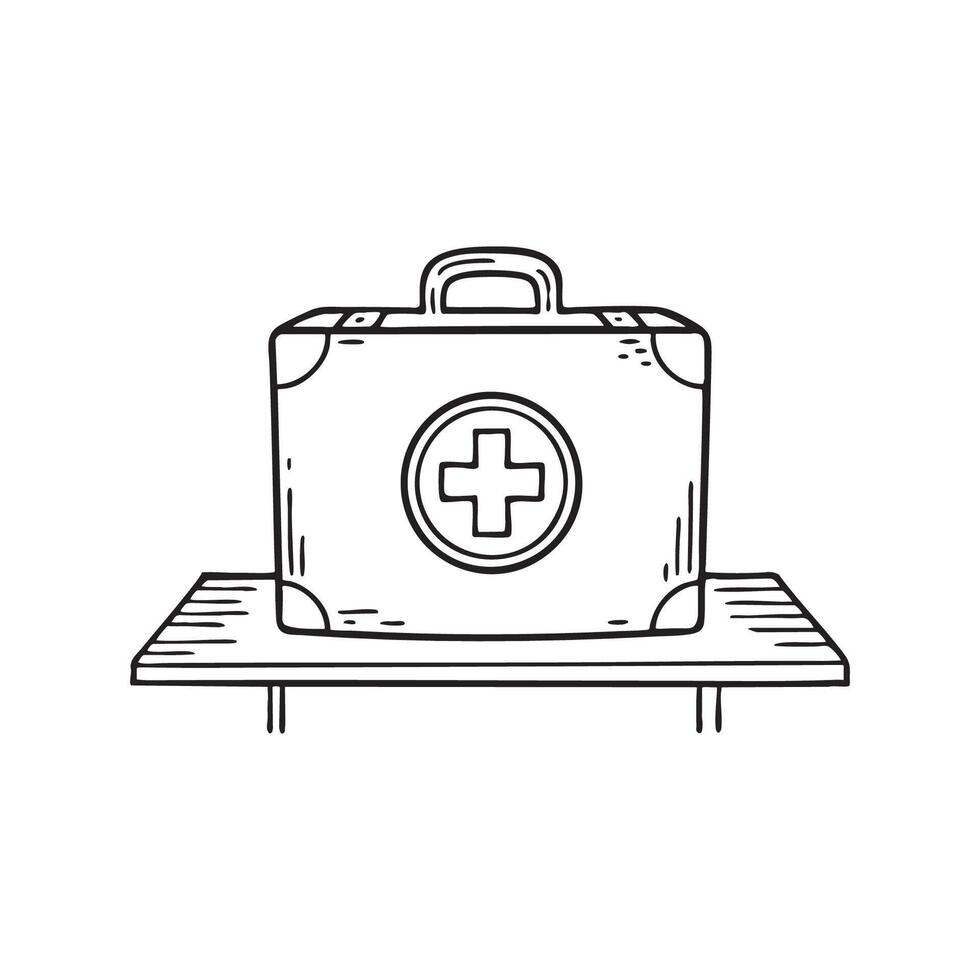 An emergency box placed on a shelf vector