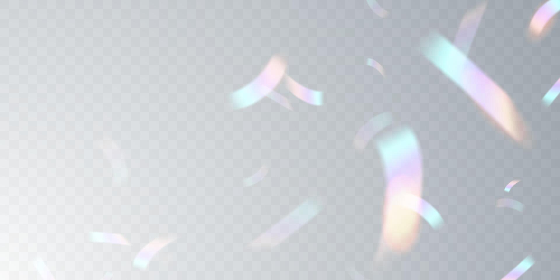 Light effect and zigzag ribbon falling from above on a beam of light, tinsel vector