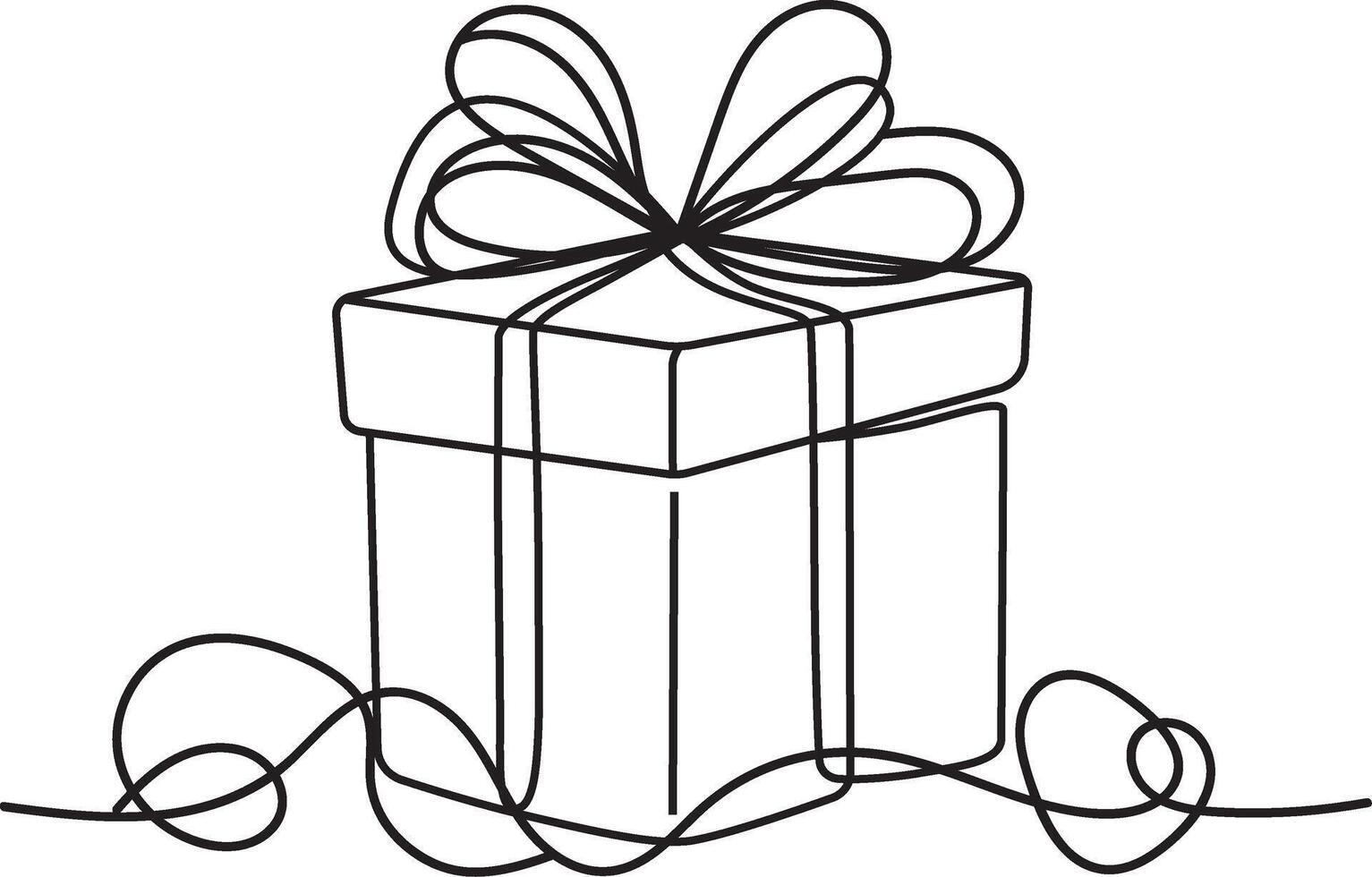 gift box with ribbon minimalistic line art vector
