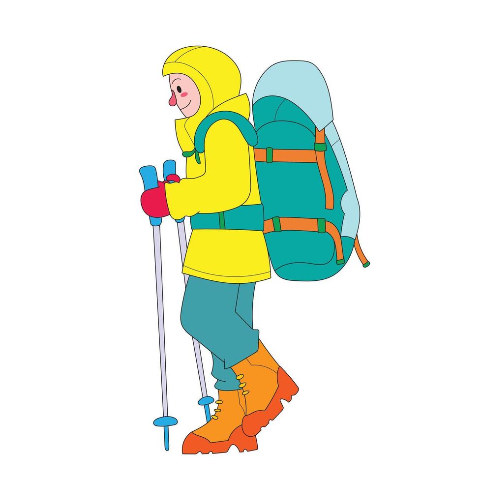illustration Full body character design of hiker vector