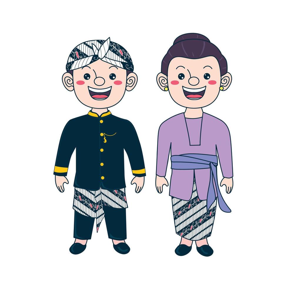 Couple wearing West Javanese Traditional Clothes Indonesia vector