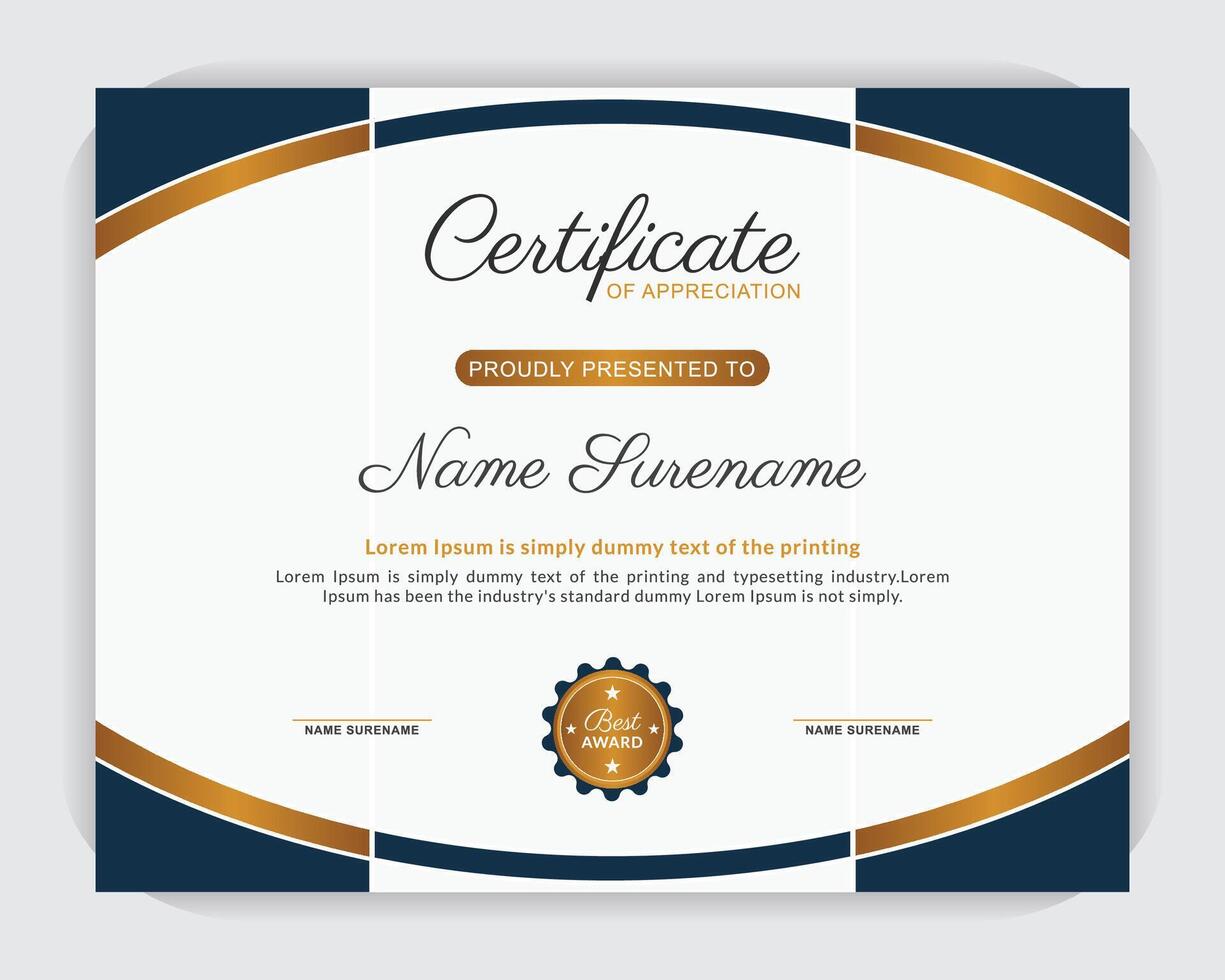 Modern style and modern background creative colorful certificate design template, Appreciation and Achievement Certificate Template Design. vector