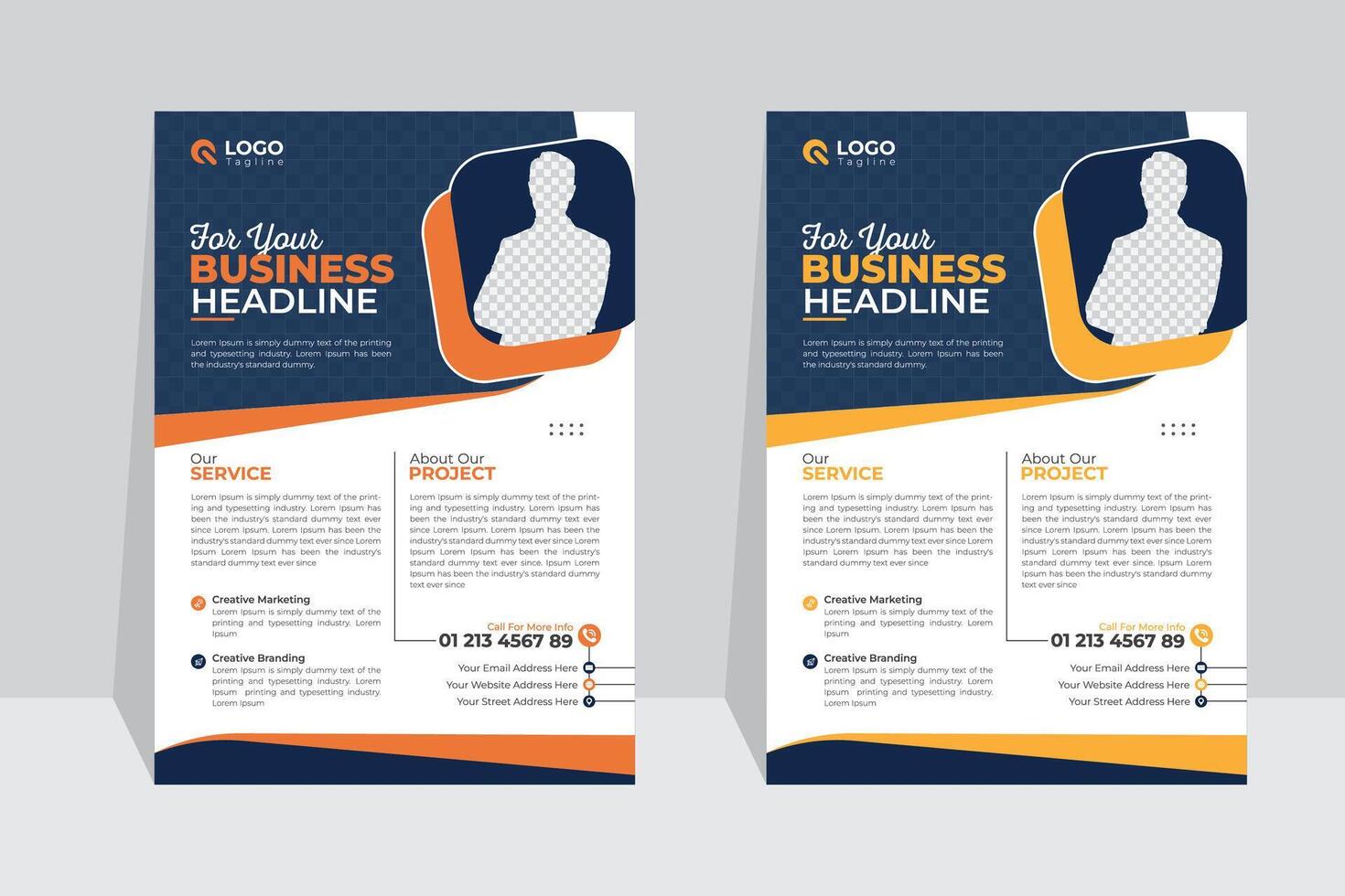 Creative and modern background with two image use, A creative business flyer design or poster template vector