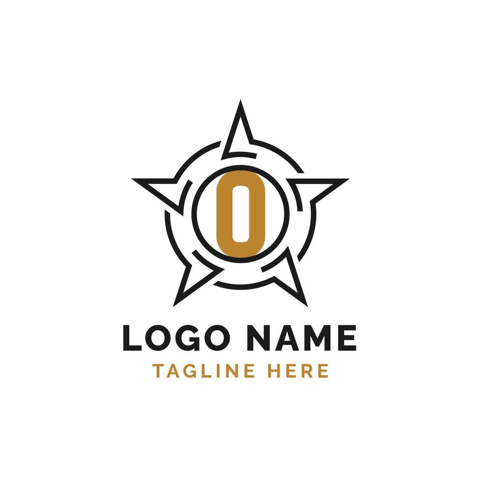 Letter O Star Logo Design. Alphabet O Logo with Star vector