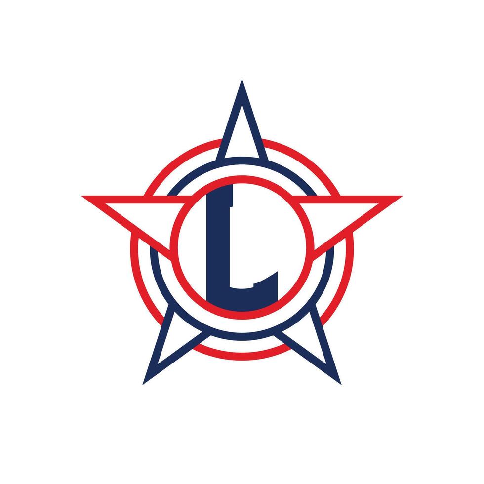 Letter L Star Logo Design. Patriotic L Logo concept inside Star vector