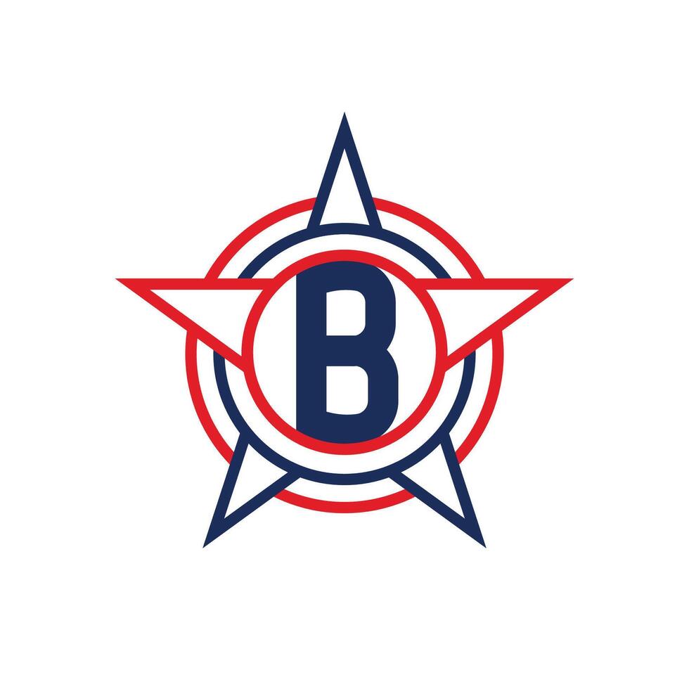 Letter B Star Logo Design. Patriotic B Logo concept inside Star vector
