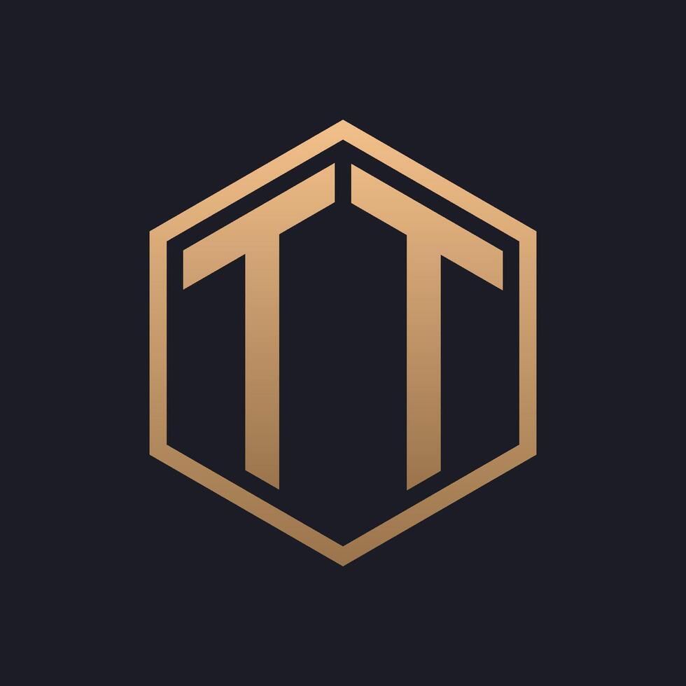 Elegant Hexagon Letter TT Logo Design. Initial Luxurious TT Logo Template vector