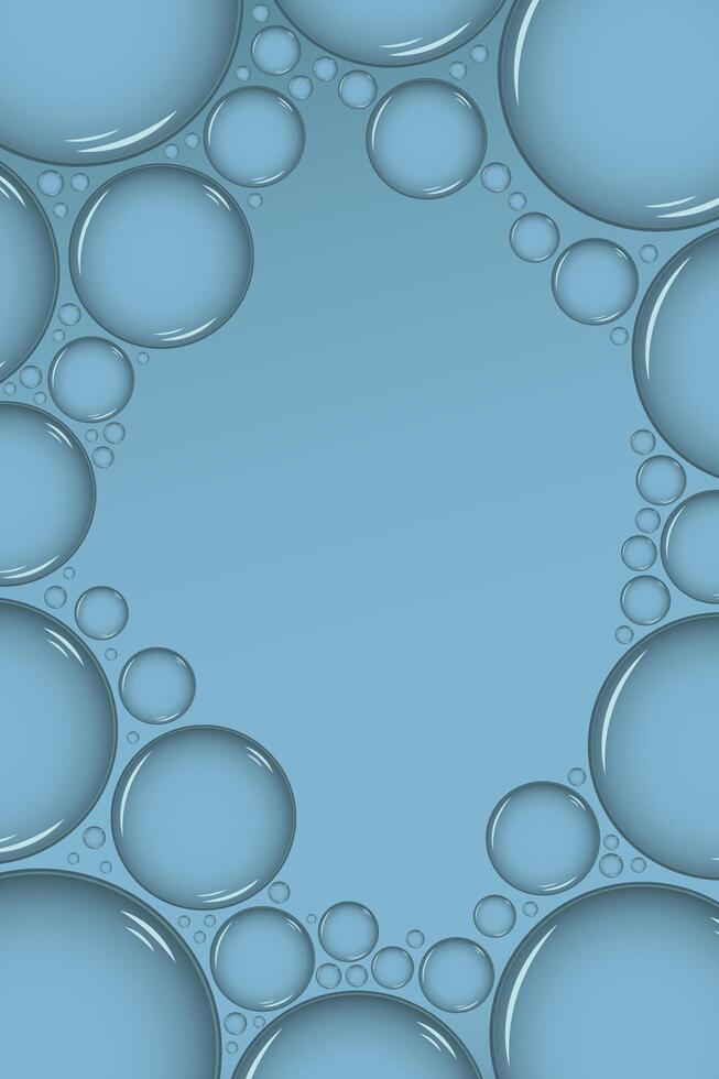 Clear water drops border. Bubble Drop frame banner. Waterdrops liquid border or frame vector