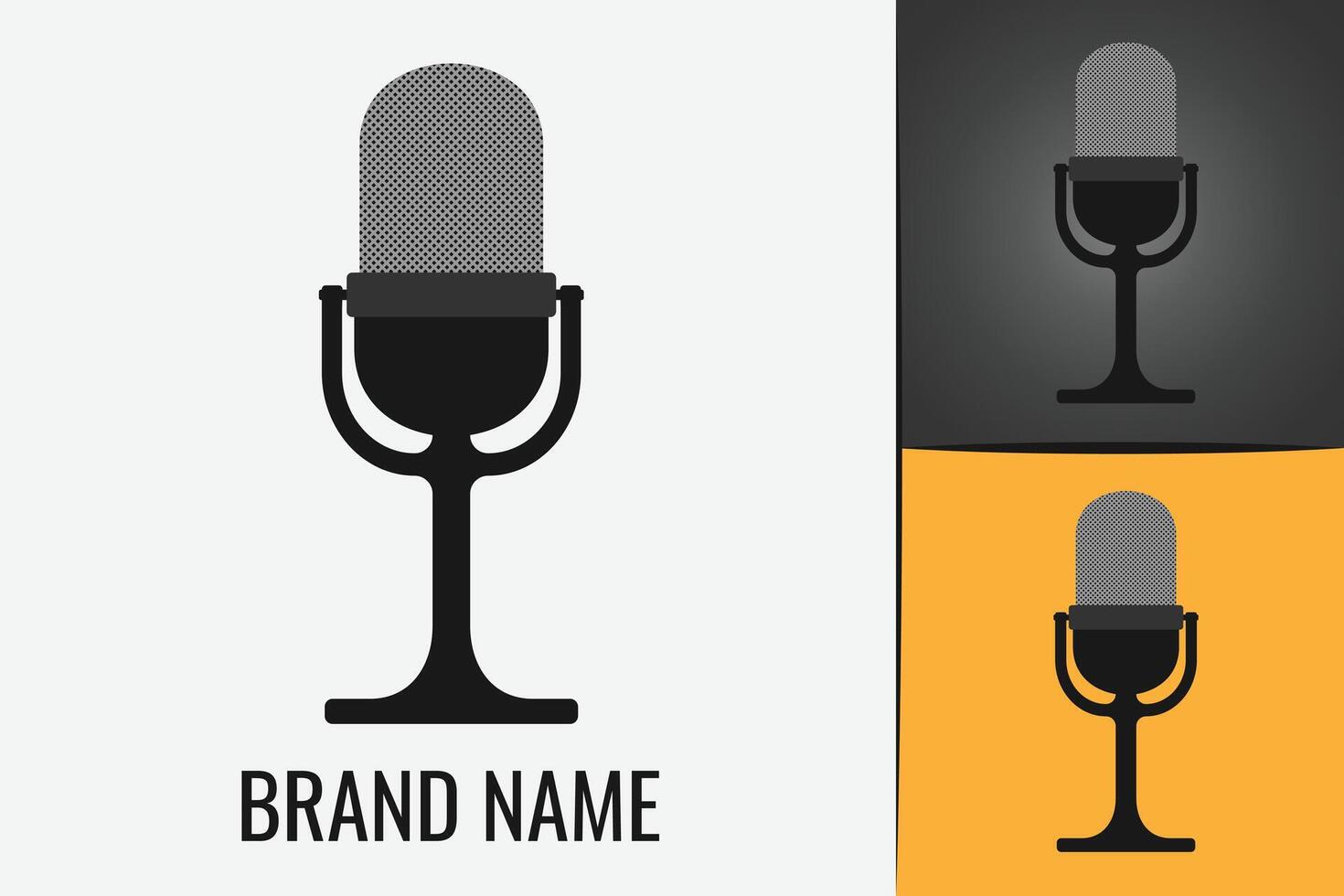 Microphone Logo Podcast Audio Mic Icon voice logotype radio vector