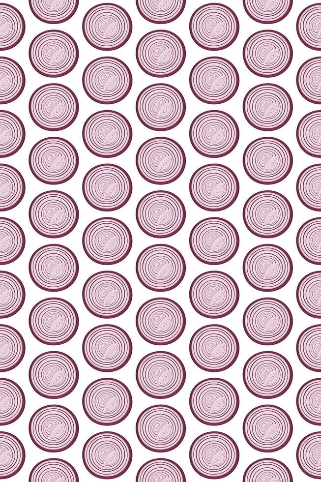 Seamless pattern of red onion sliced, with rings. Onion background or wallpaper vector