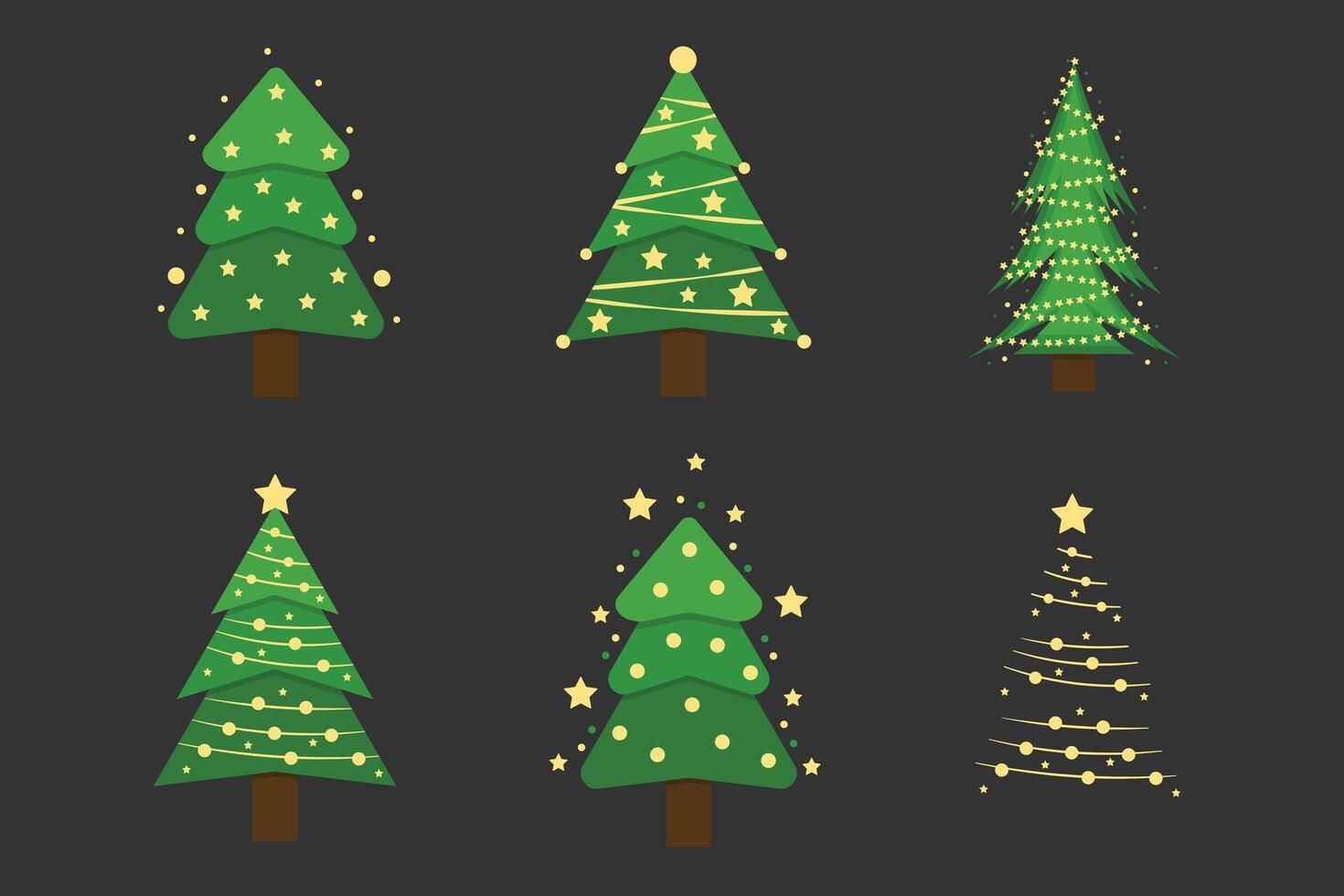 Christmas tree set. Xmas fir-trees and pines. New year trees vector
