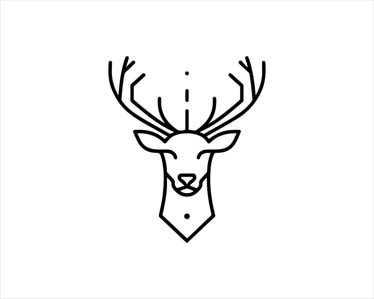 A deer head with horns and antlers vector