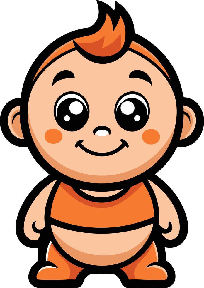 A cartoon baby with orange hair and eyes vector