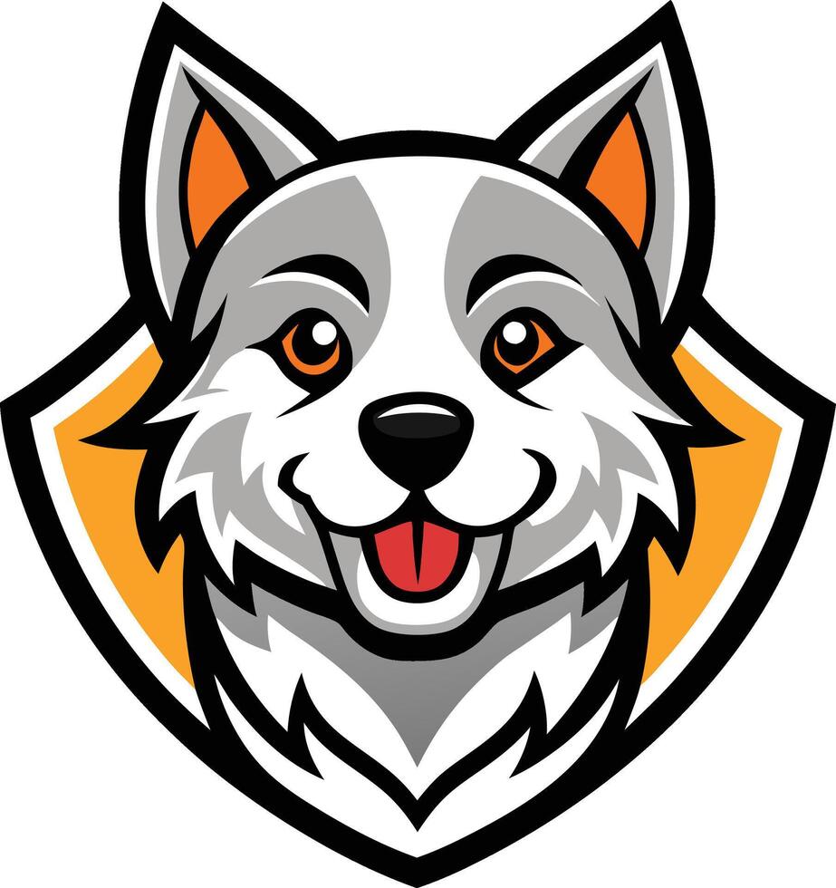 A wolf head with orange and white stripes vector