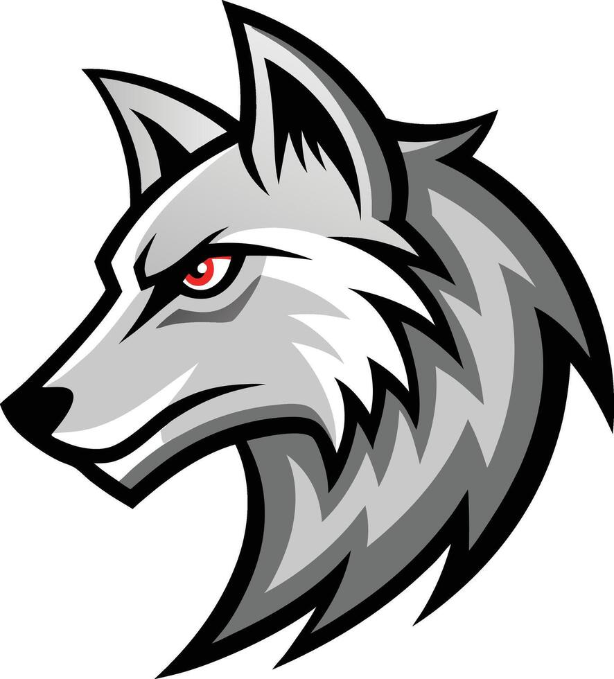 A wolf head with red eyes on a white background vector