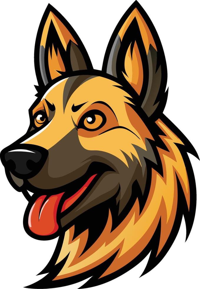 A german shepherd dog head with its tongue out vector