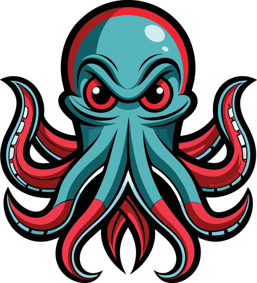 An octopus with red and blue tentacles vector