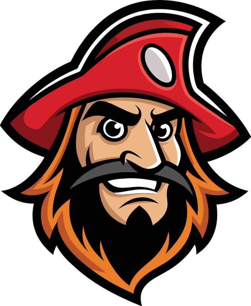A pirate head with a mustache and beard vector
