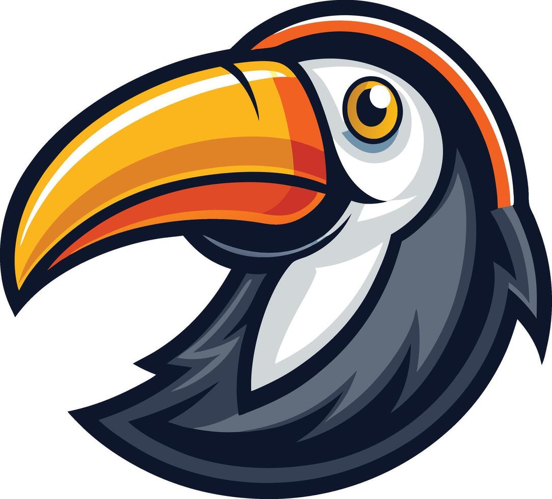 A toucan bird mascot head with a long beak vector