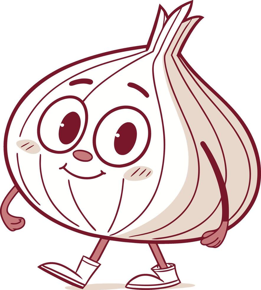 A cartoon onion character with eyes and legs vector