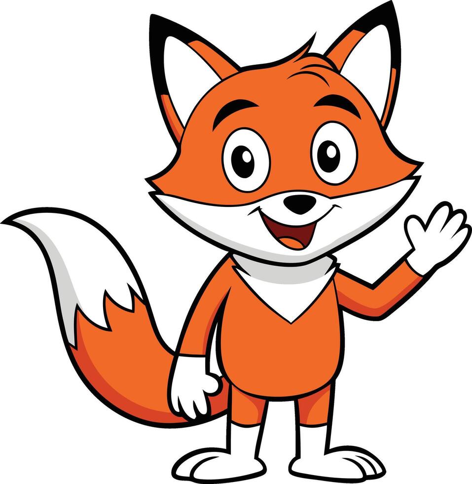 Fox cartoon character waving vector