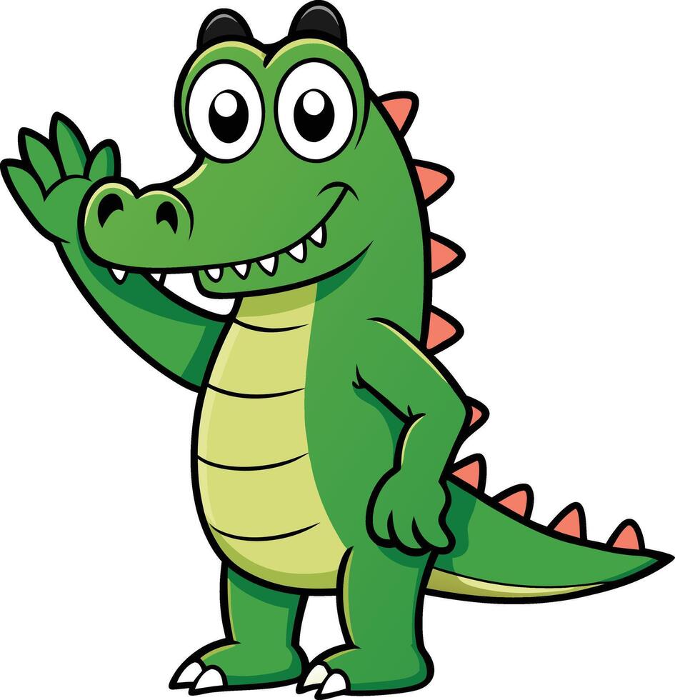 Crocodile cartoon waving vector