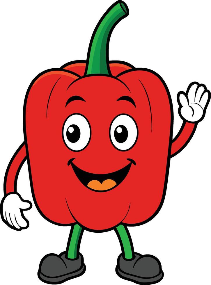 A cartoon red pepper waving and smiling vector