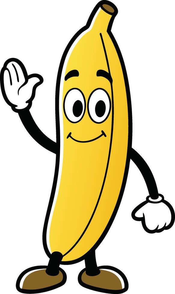Banana cartoon character waving vector