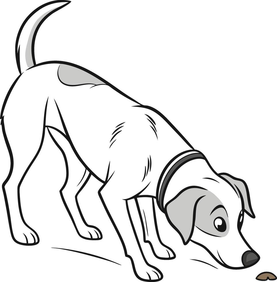 A cartoon dog sniffing a piece of food vector