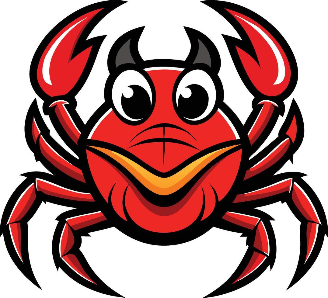 A cartoon crab with horns and a big mouth vector