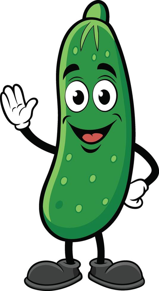 Pickle cartoon character waving illustration vector