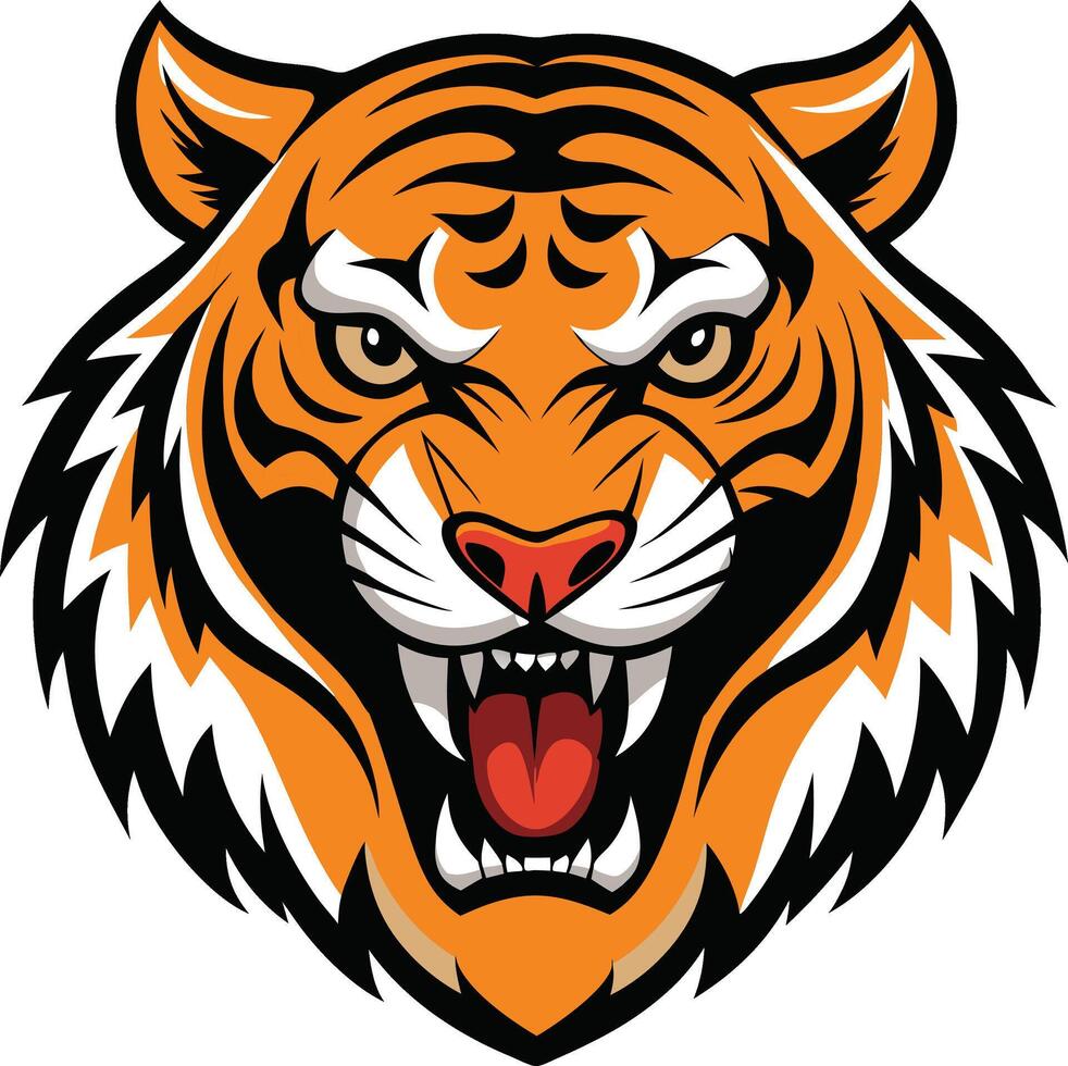 A tiger head with its mouth open vector
