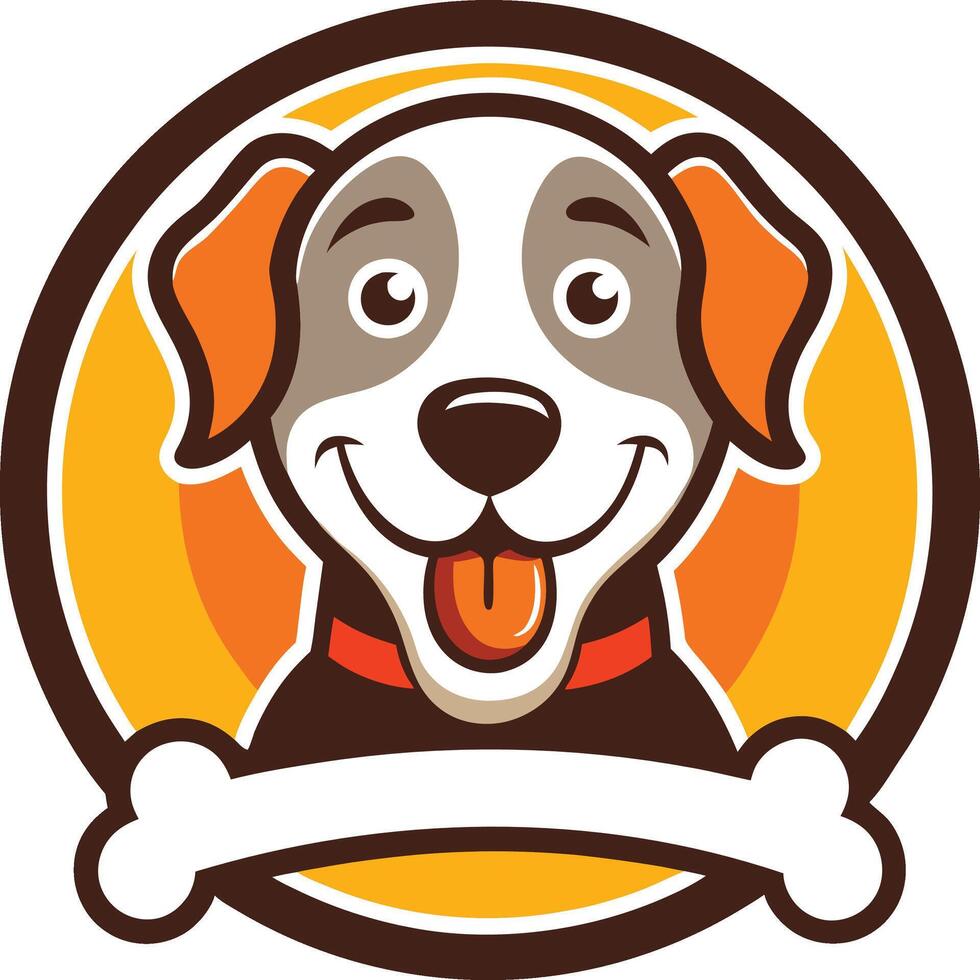 A dog with a bone in its mouth and a ribbon around it vector