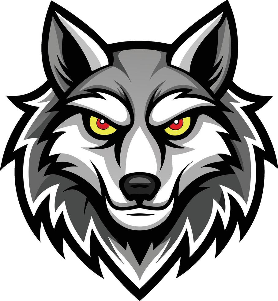 A wolf head with red eyes and yellow eyes vector