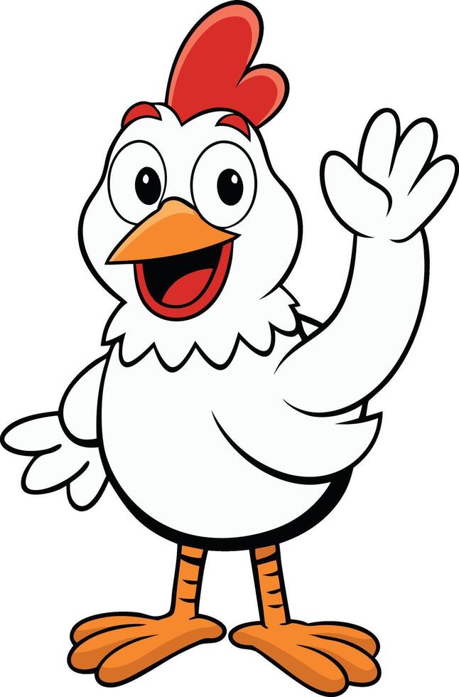Cartoon chicken waving vector