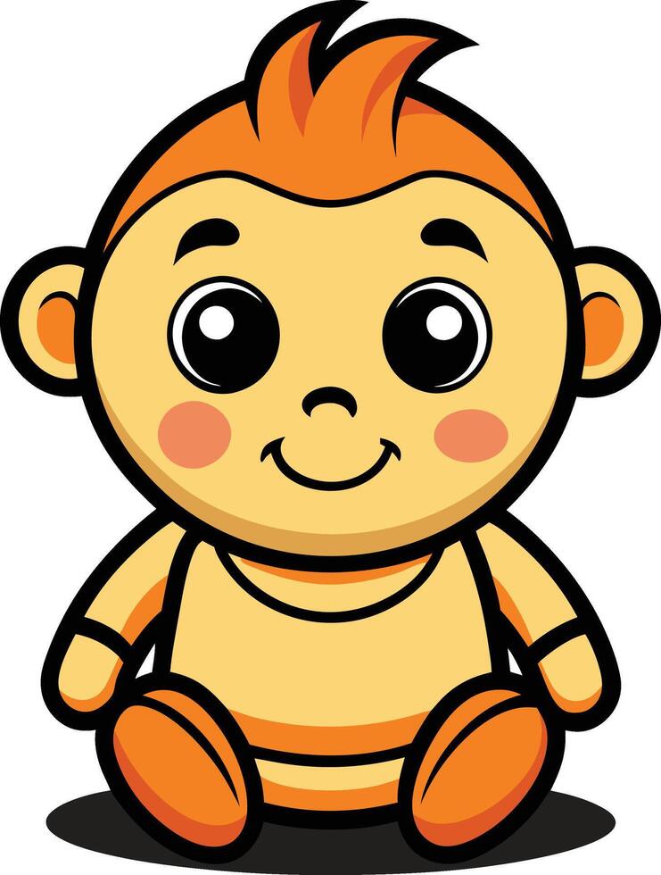A cartoon monkey sitting on the ground vector