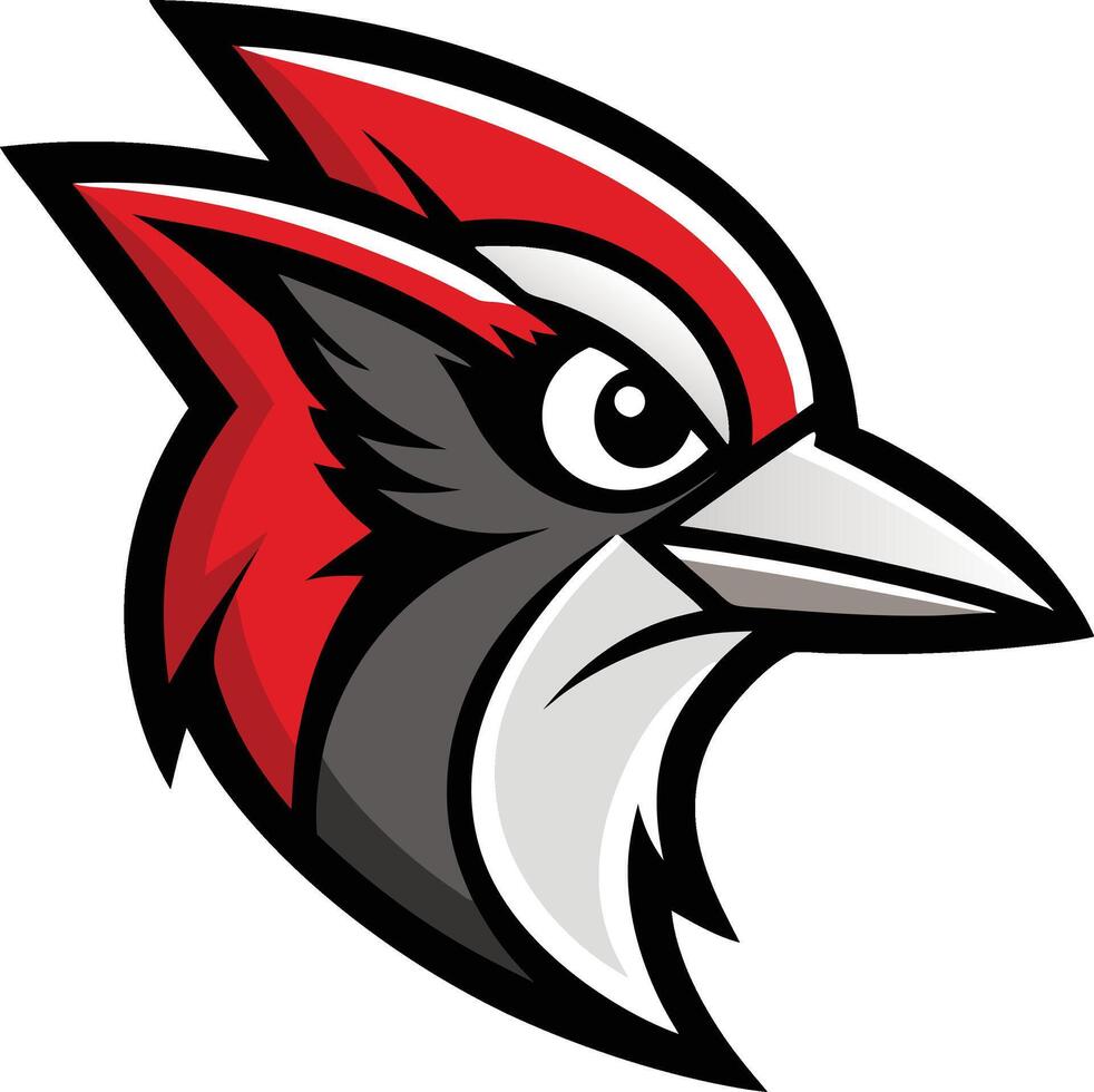 The red and black bird head is shown on a white background vector