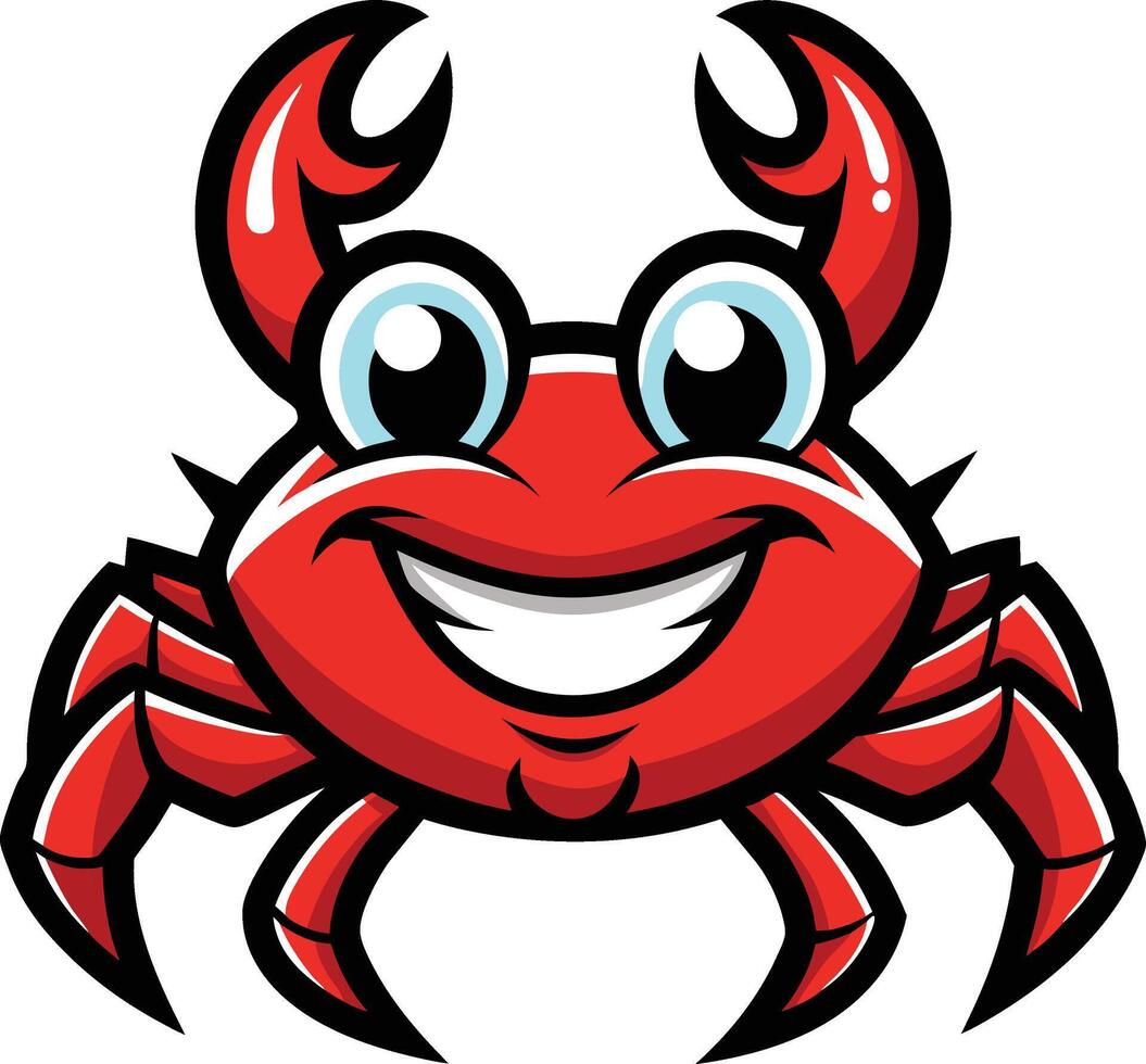 A cartoon crab with big eyes and big teeth vector