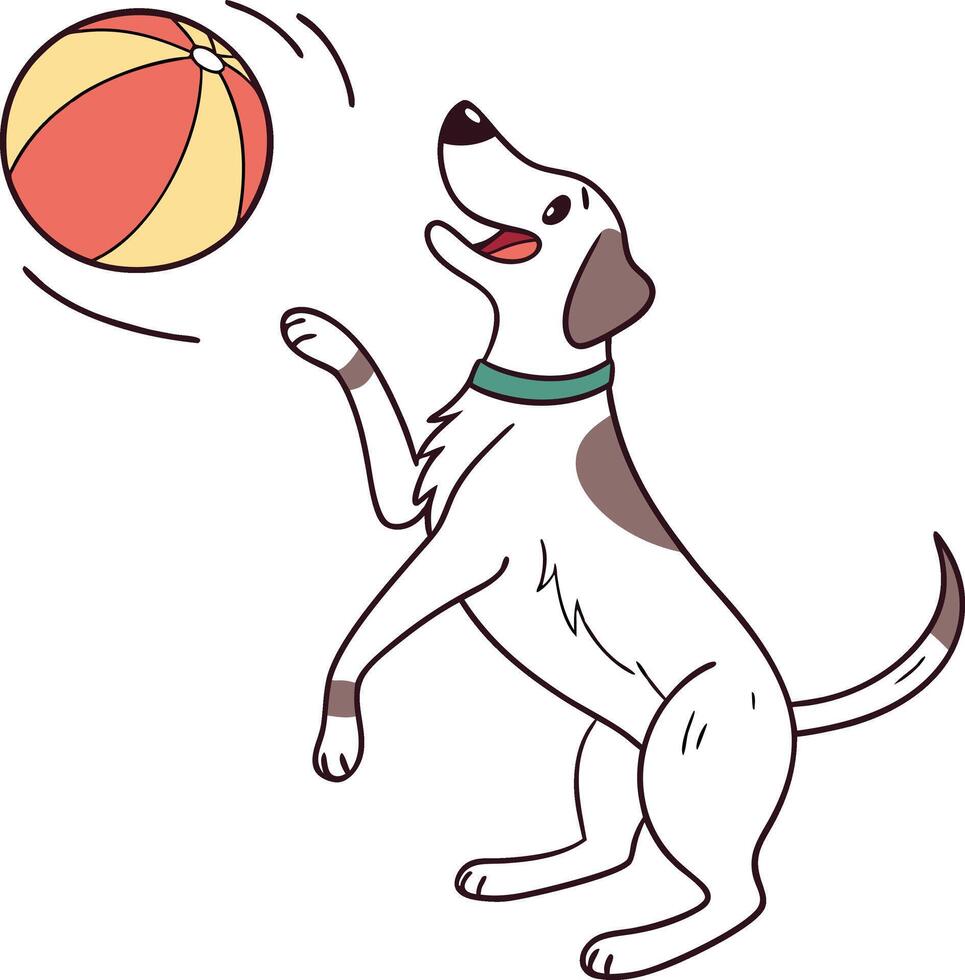 Dog playing with ball vector