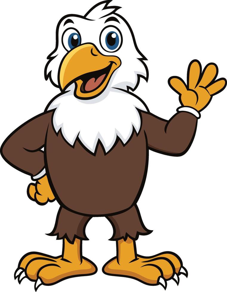 Cartoon bald eagle waving vector