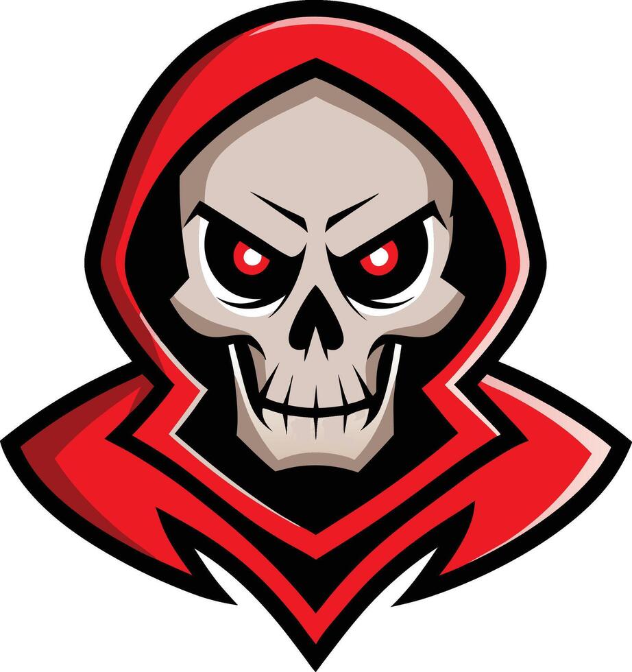 A red skull with a hood on his head vector