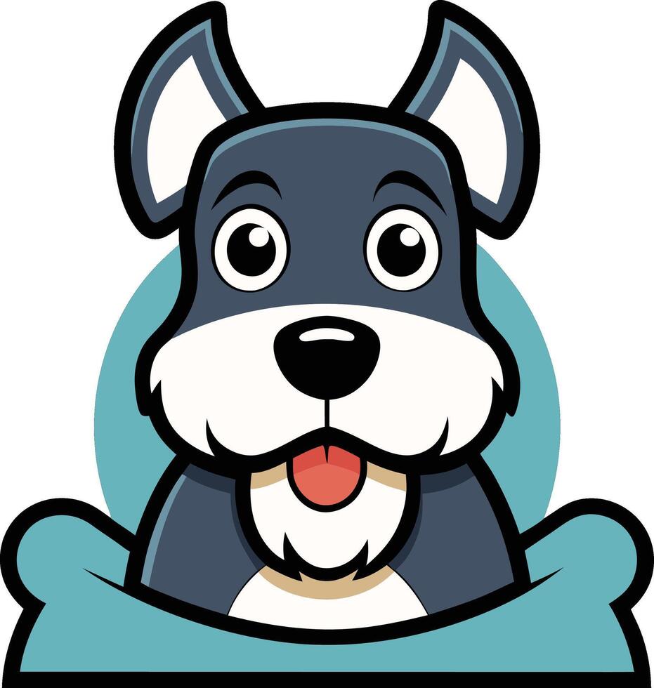 A cartoon dog sitting in a blue pillow vector