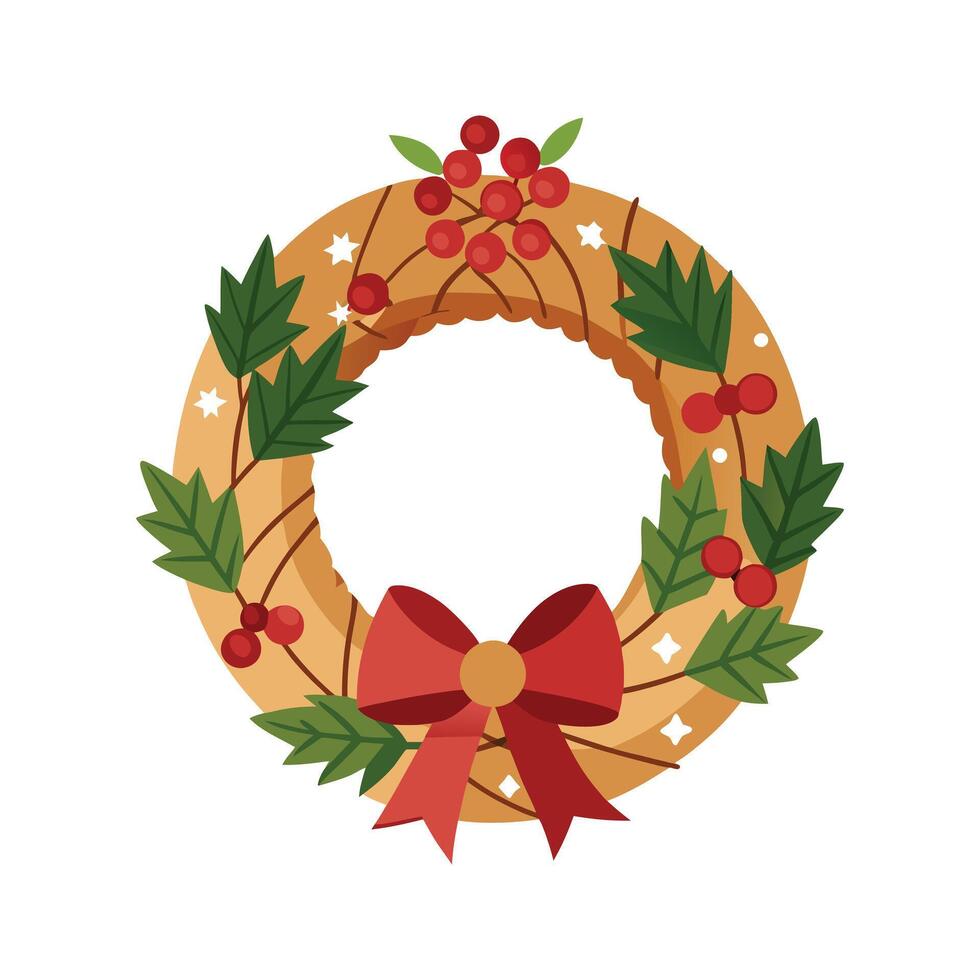 Rustic Burlap Wreath Christmas Festive Decoration vector