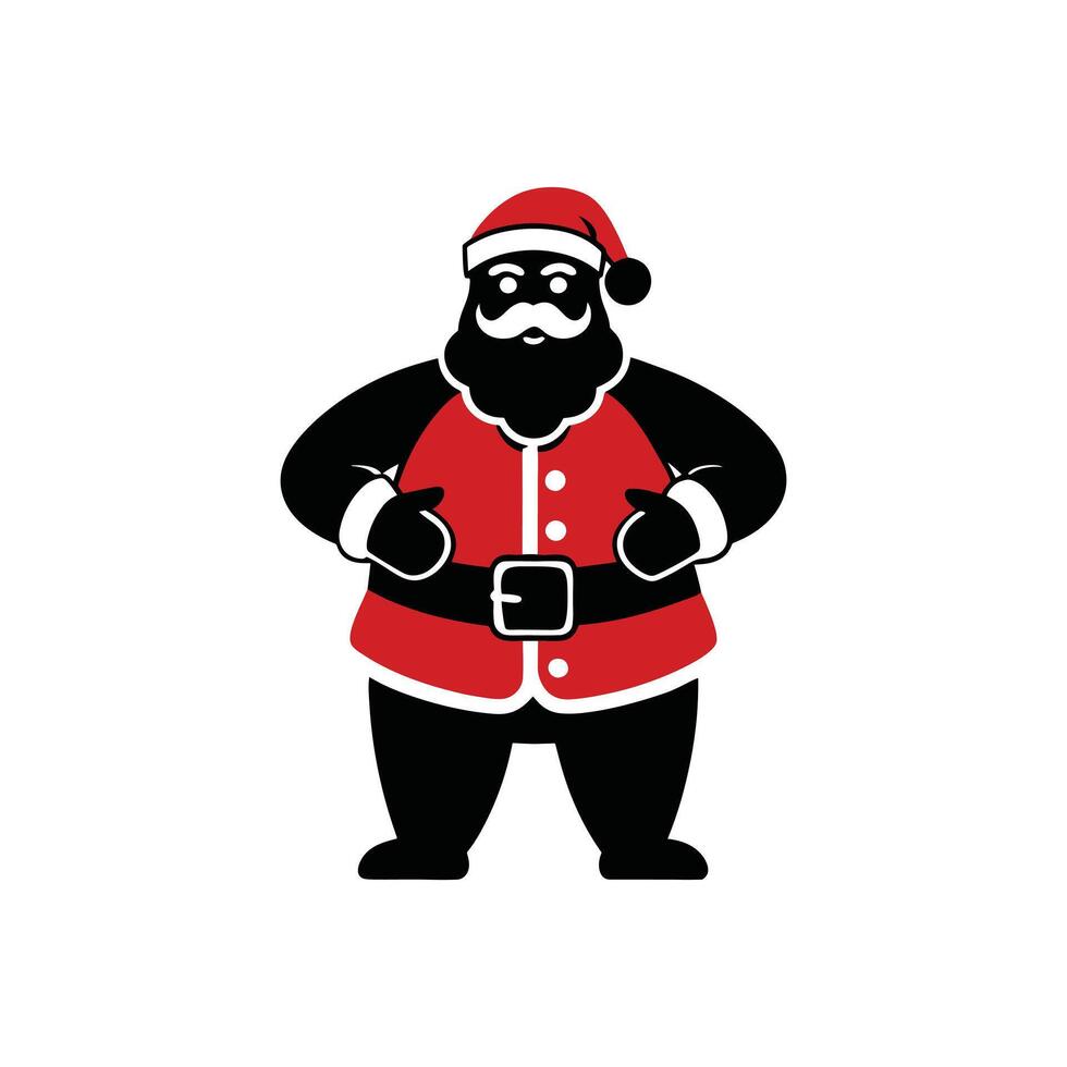 Santa Claus Adjusting Belt with Iconic Jolly Smile in Festive Mood vector